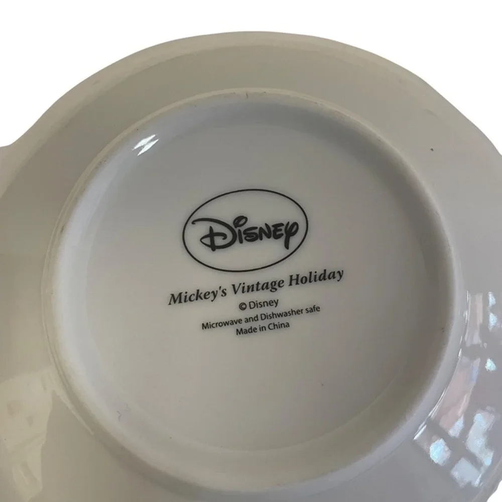 Disney Mickey Mouse Fa La La Christmas Bowl Vintage Holiday Dishware - Picture 2 of 3
